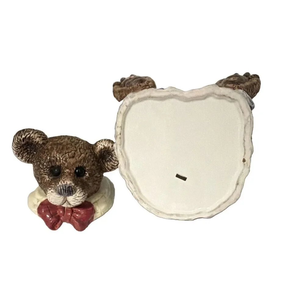 Vintage Ceramic Teddy Bear Cookie Jar Hand Painted Garden Floral Gardening Theme